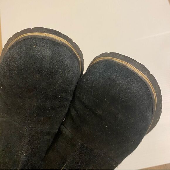 Sorel black suede leather Cozy Short ankle booties flat snow pull on round toe 9 - Picture 10 of 12